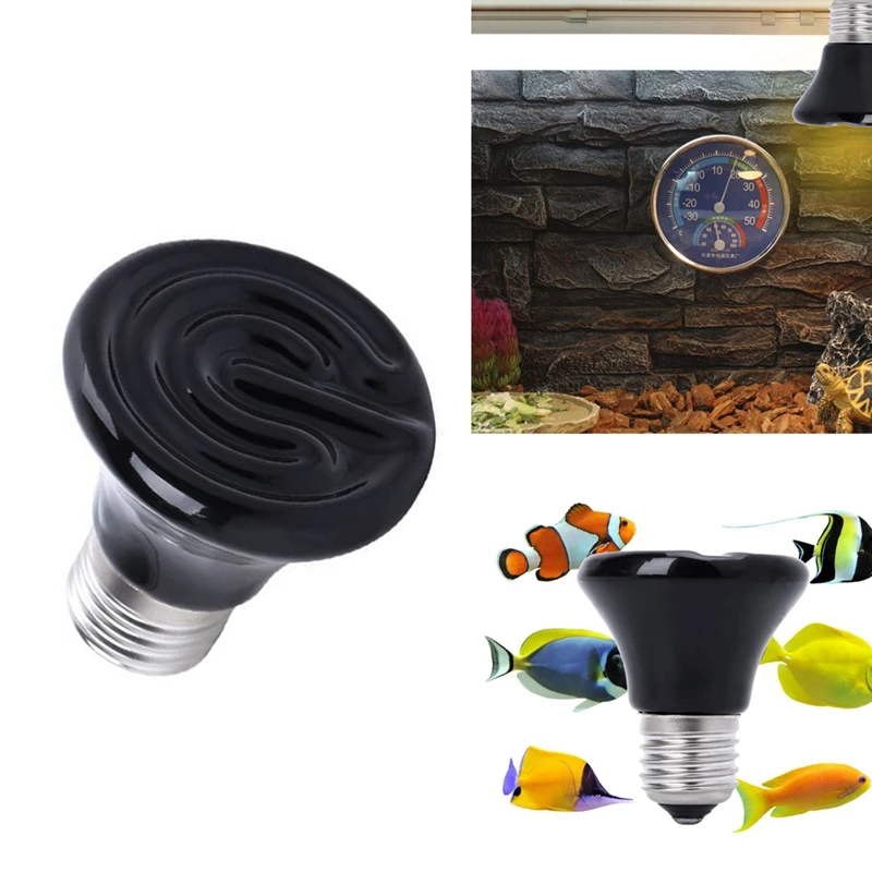 

Hot E27 Pet Heating Lamp Black Infrared Ceramic Emitter Heat Light Bulb Pet Brooder Reptile Lamp 220-230V