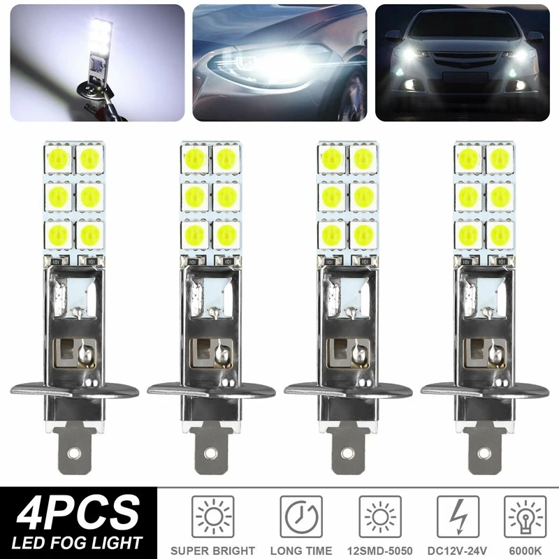 

4PCS H1 6000K Super White 80W LED Headlight Bulbs Kit Fog Driving Light