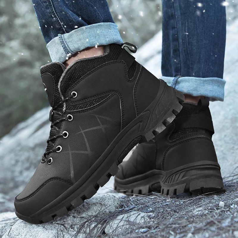 Brand Men Winter Snow Boots Waterproof Super Warm Sneakers Outdoor Male Hiking Boots Work Shoes Size 39-46
