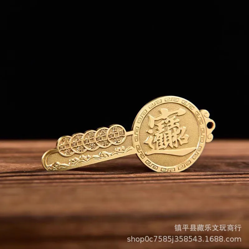 Чистая латунь Lucky KIRIN открытая библиотечная ложка десять императоров монета для