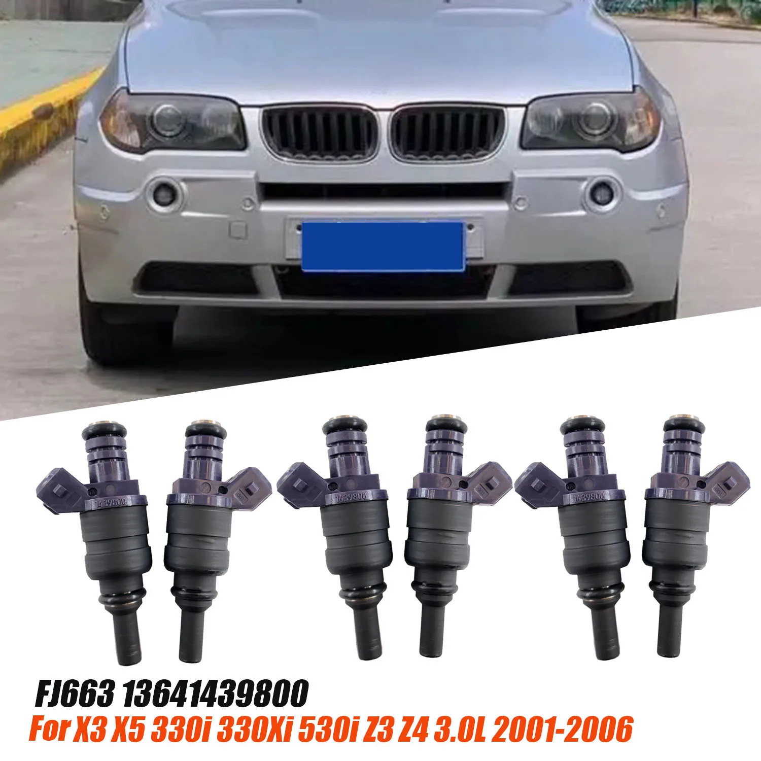 Форсунка топливного инжектора FJ663 13641439800 для BMW X3 X5 330I 330Xi 530I Z3 Z42001-2006 3.0L 13537546244