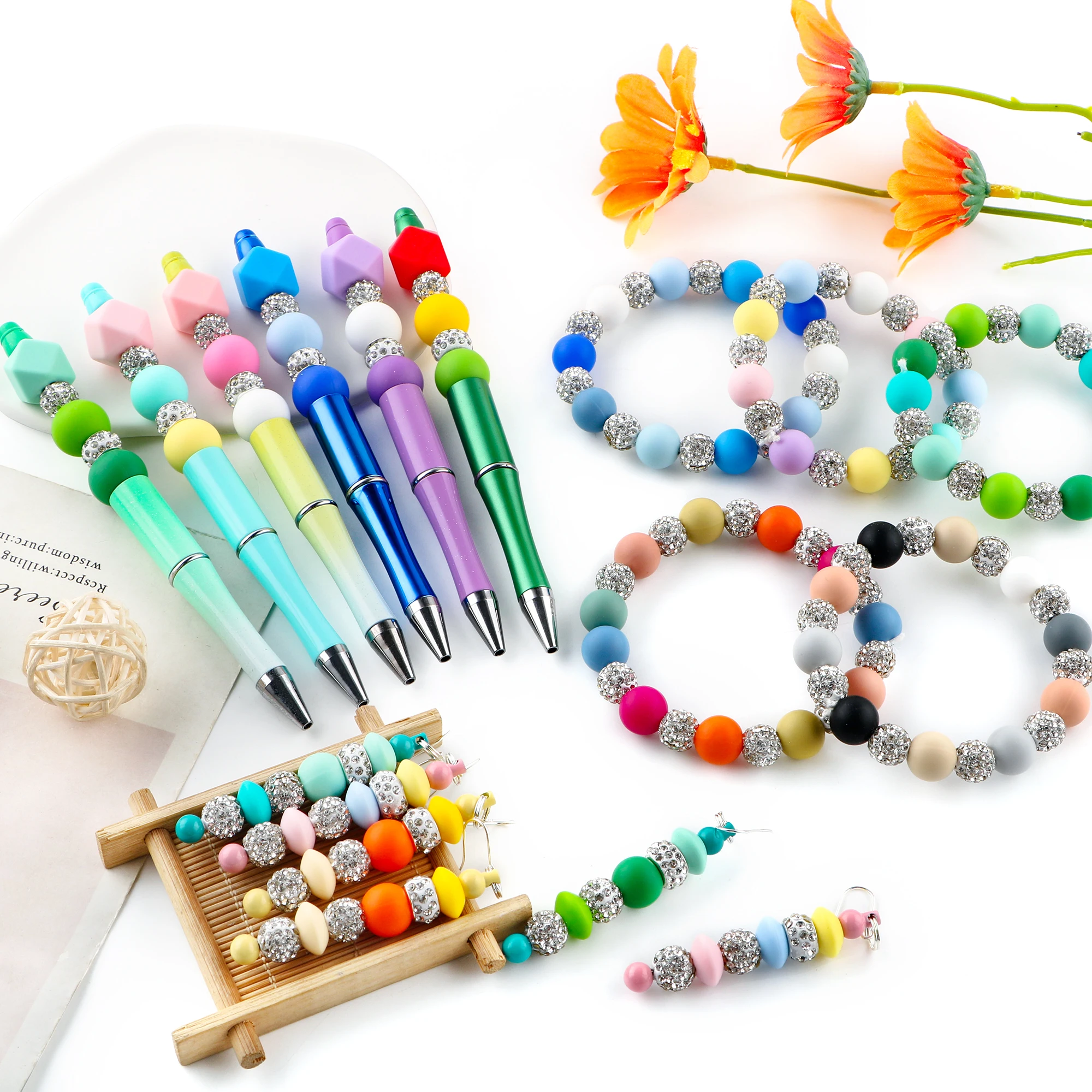 10 мм белые глиняные круглые бусины со стразами для изготовления ювелирных