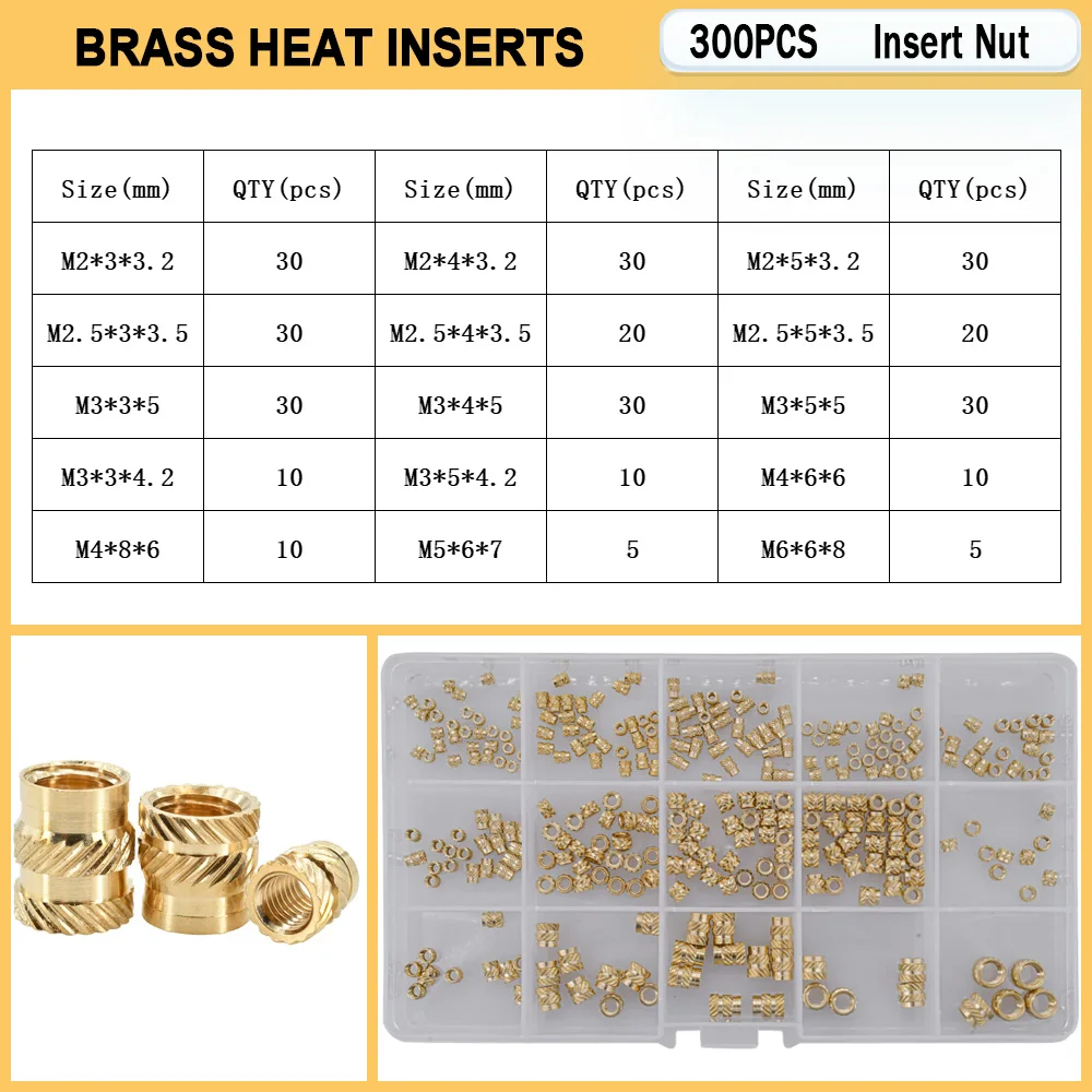 Латунные гайки с нагревательным набором M1.4-M8  для 3D принтера