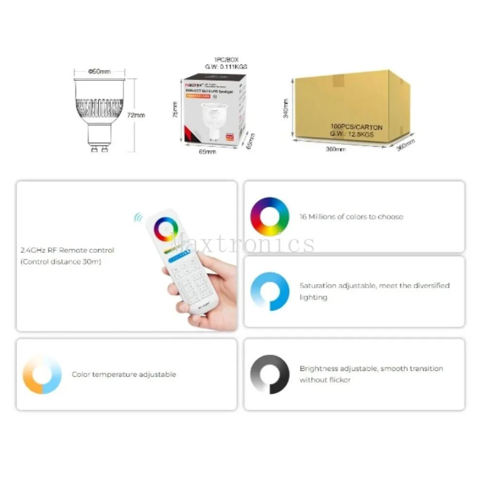Miboxer FUT106ZR Zigbee 3 0 + GRF умные трубки 6 Вт GU10 RGB CCT яркость/цветовая температура