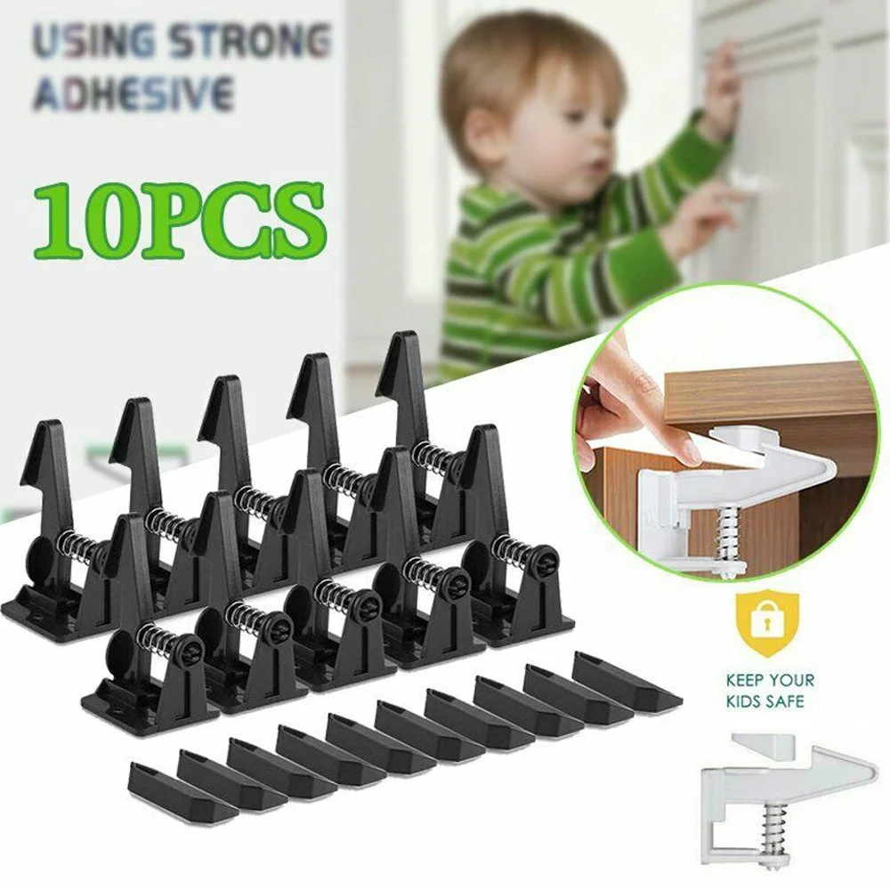 10pcs Baby Safety Invisible Security Drawer Lock No Punching Children Protection Cupboard Cabinet Door Drawer Safety Locks