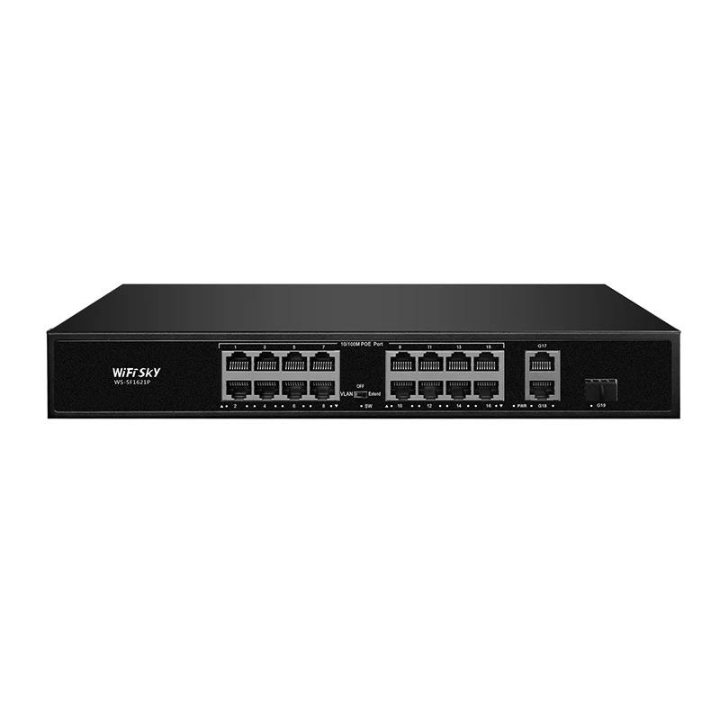 

16 портов POE 100M RJ45 + 2*10/100/1000M RJ-45 + 1 Порт Gigabit SFP сетевой коммутатор POE