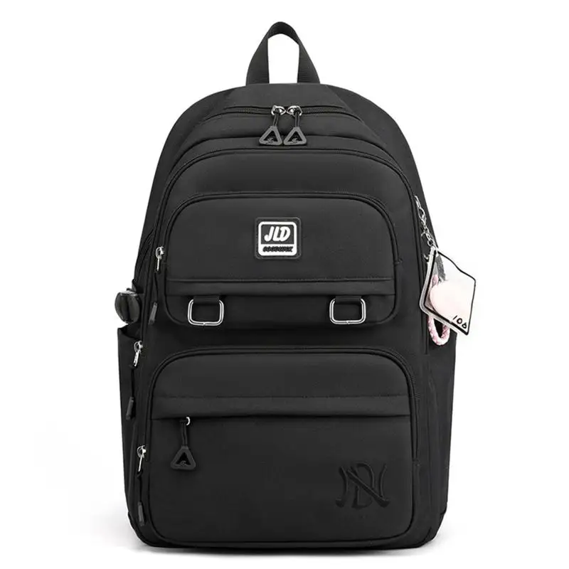 Backpack women Multi Pocket Nylon Travel Rucksack female Cute Daypack SchoolBag Student bookbag Teen 15.6-inch laptop keychain