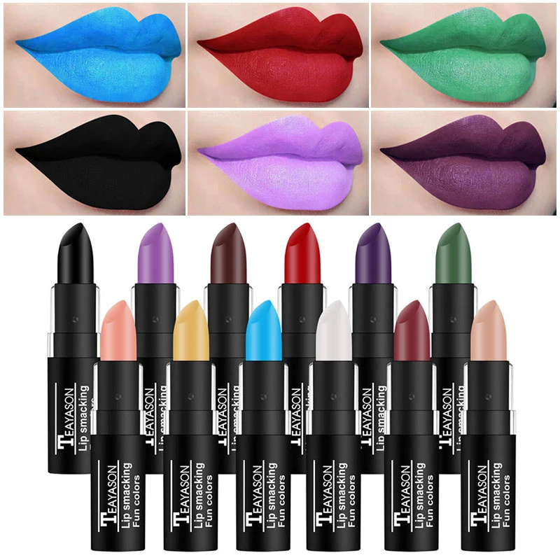 12 Colors Matte Lip Gloss Long Lasting Colorful Nude Lipstick Women Cosmetics Makeup Sexy Red Black Green Charming Lipgloss