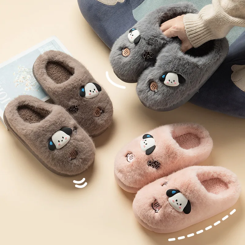 

Kawaii Sanrioed Pachacco осень и зима толстая подошва фотообои милые Мультяшные домашние Нескользящие тапочки для пар