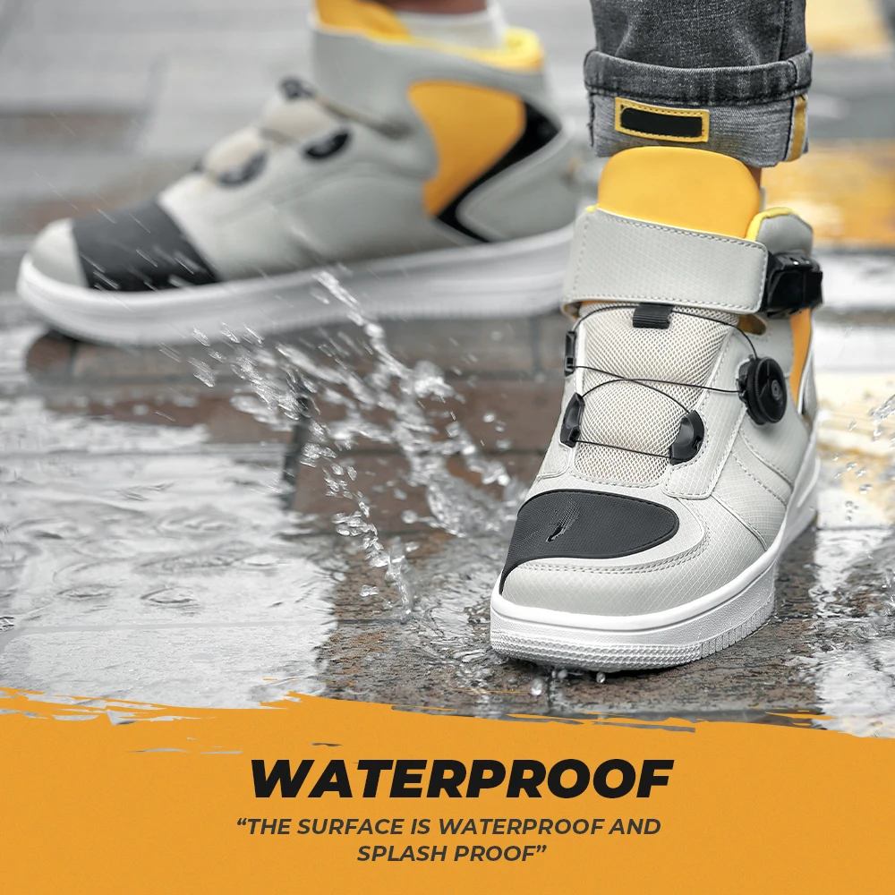 Мужские мотоциклетные ботинки дышащие боты из микрофибры повседневная обувь на