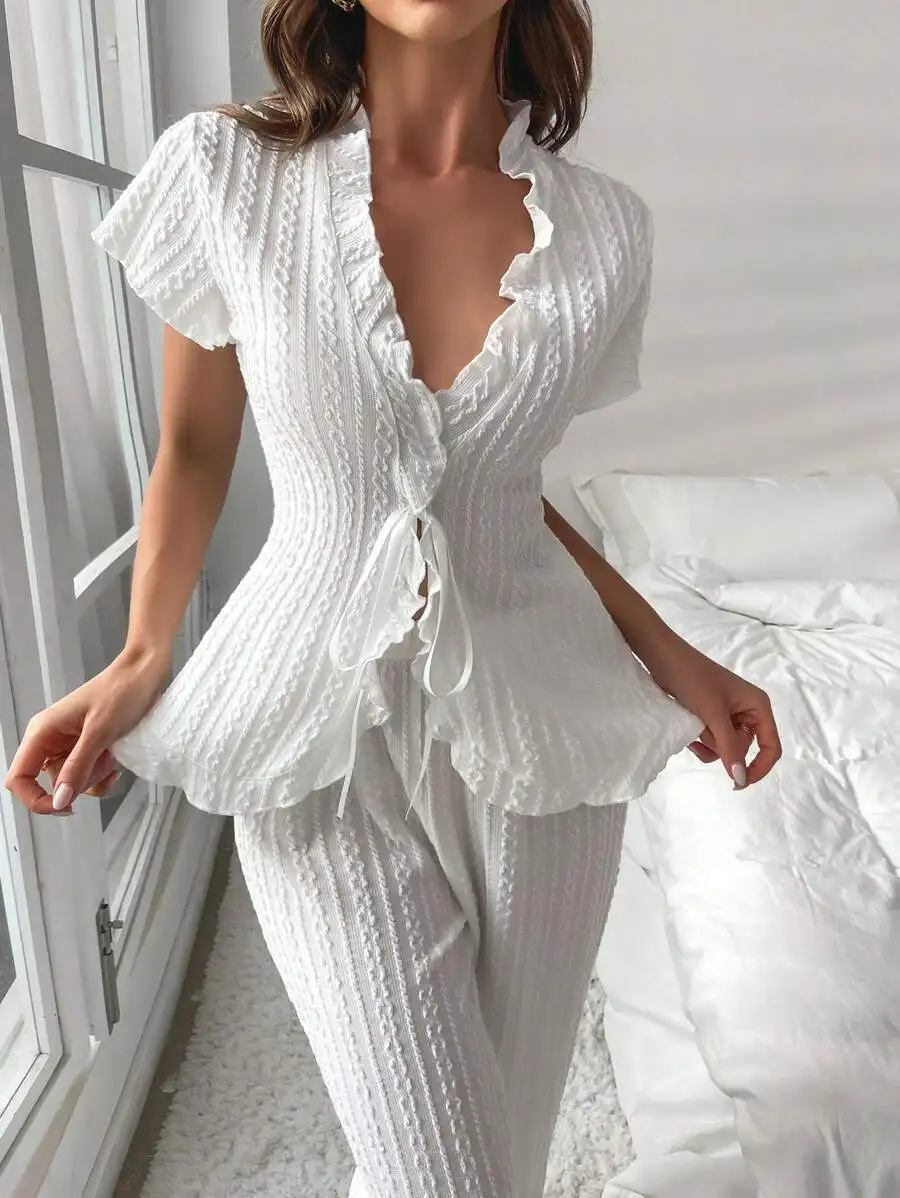 Комплекты из двух предметов женские пижамы брюки с короткими рукавами