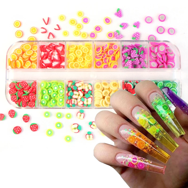 

Fruits Polymer Clay Slices Nail Art Decorations Strawberry Lemon Flakes For Nail Design Professional French Manicure Accessories