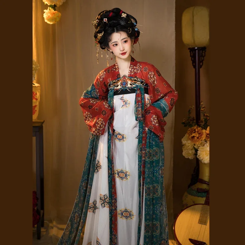 Оригинальное китайское платье ханьфу женское старое Тан восстановленная длина