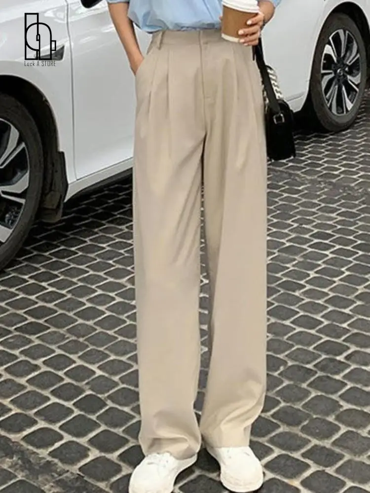 Брюки женские прямые с широкими штанинами винтажные коричневые повседневные