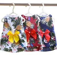 2022 new summer pet clothes bow floral dog skirt pet cat dog dress pineapple skirt hawaii beach dressesteddy dog clothing