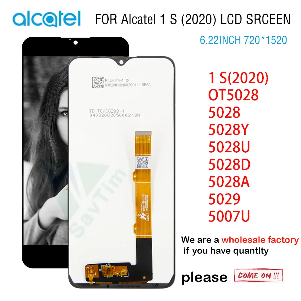 2/3/5/10Piece 100%Test 6.22 'LCD For Alcatel 1S(2020)/5007U/5029/OT5028/5028D/5028U/5028A/5028Y LCD Screen Component Replacement