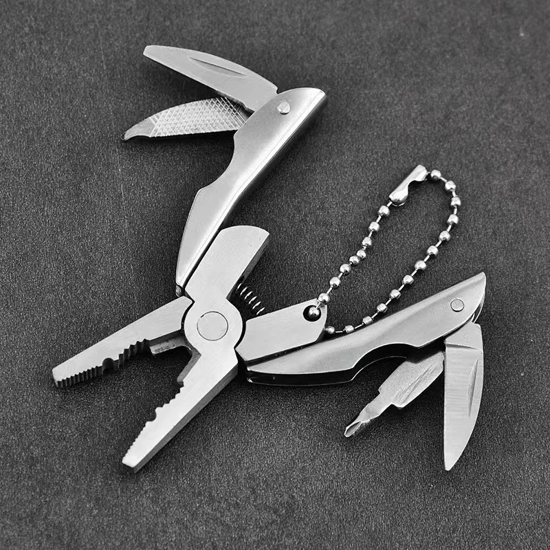 New Camping Pliers Knife Screwdriver Key Chain Llaveros Portable Outdoor Mini Foldaway Multi Function Tools Set Pocket Keychain images - 6