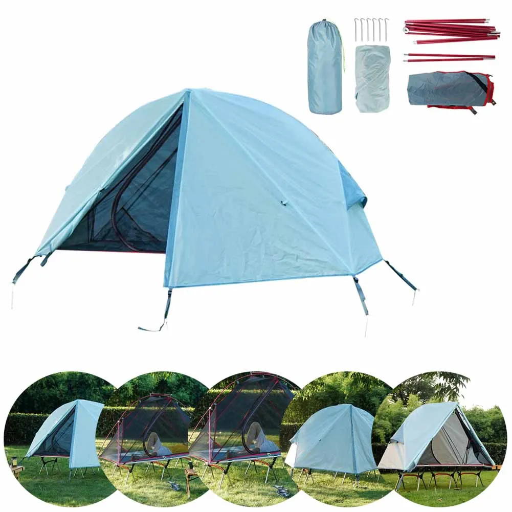 

Outdoor Camping Tent For Cot Lightweight Water-Resistant Sleeping Bed Tent Anti-mosquito Rain Fly Pole Crossbar Peg Storage Bag