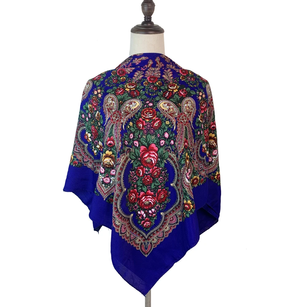 100*100 см русский квадратный шарф женский роскошный цветочный принт бандана шаль