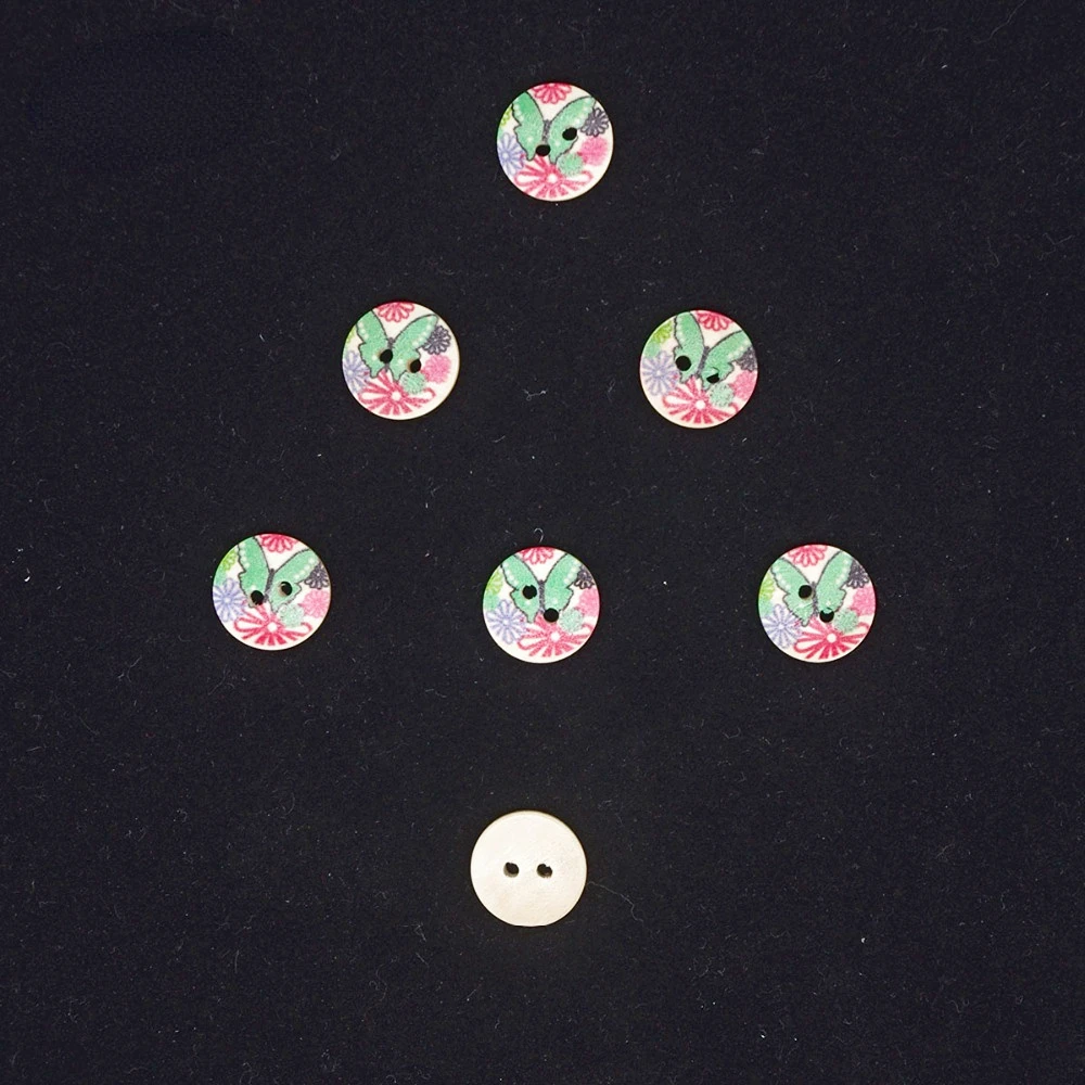 

SHINE Wooden Sewing Buttons Scrapbooking Round Two Holes Butterfly 15mm 50PCs Costura Botones Decorate bottoni botoes