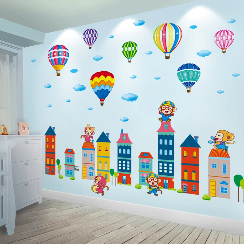 

Наклейки на стену «замки обезьяны», роспись «сделай сам» с воздушными шарами, для детской комнаты, спальни, детской комнаты, украшение для д...