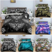 moth bedding set gothic skull duvet cover set butterfly bed linen 23pcs moon stars quilt cover queen king size home textiles