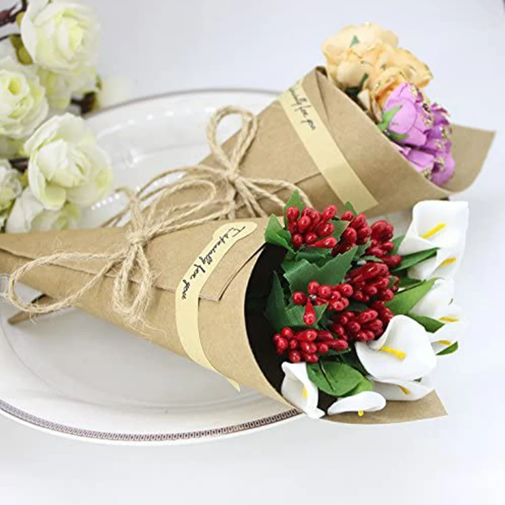 120 шт. свадебные конусы бумажные цветочные галстуки крафт-сушеные лепестки роз