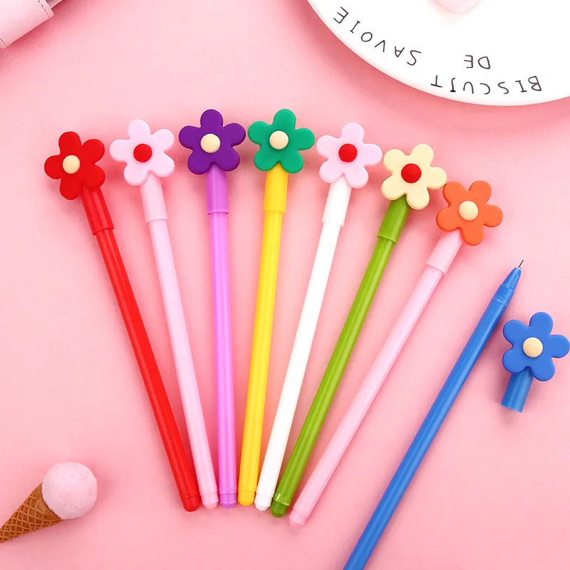 

1 Pcs Korean Stationery Kawaii Cute Candy Color Flower Pen Creative School Office Supplies Gel Pens Gift