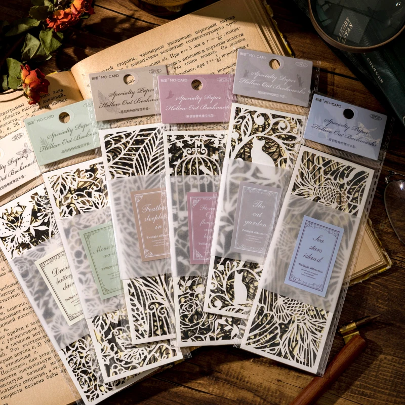 

3 Sheets Twilight Silhouette series hollow bookmarks Reading Book mark Retro Book Page Marker Stationery Supplies