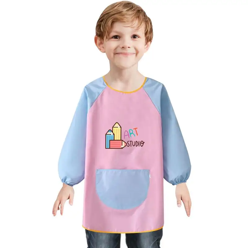 

Художественный фартук с длинным рукавом, детская одежда для малышей, мягкая водонепроницаемая одежда для кормления