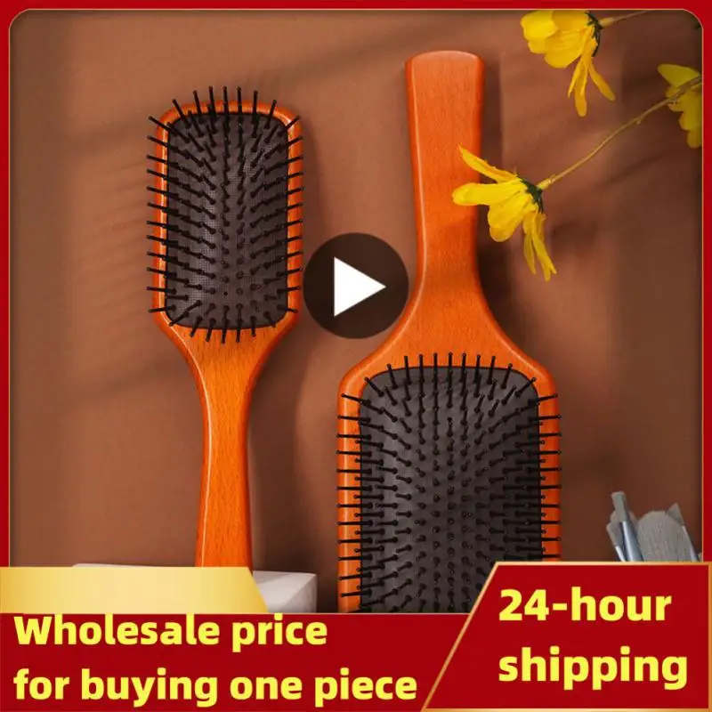 

Baby Adults Hair Brush Comb Natural Beech Wooden Handle Scalp Massage Comb Anti-static Salon Hairdressing Curly Hair Combs