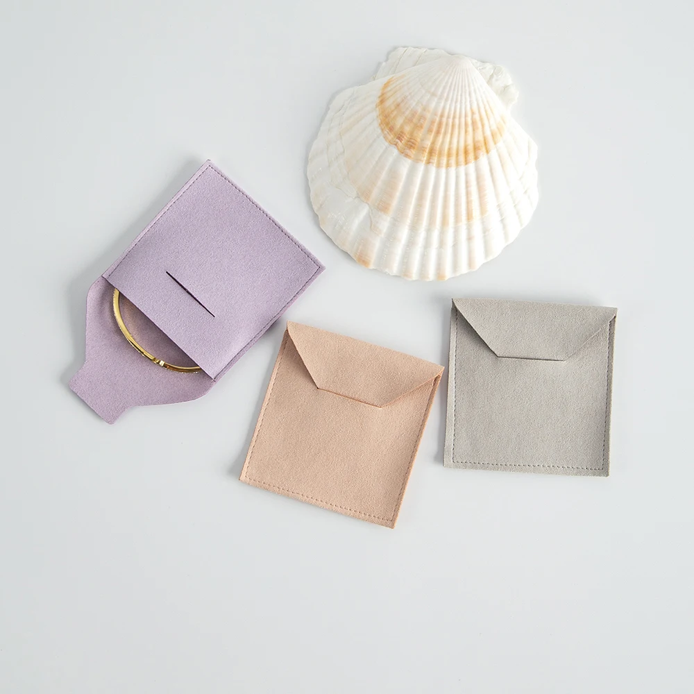 50Pcs/Lot Microfiber Envelope Jewelry Bag Wedding Jewellery Organizer Soap Candy USB Disk Gift Storage Case No Logo Plain Pouch