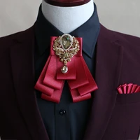 gold rhinestones bow tie for mens wedding bridegroom accessories men and womens jewelry british korean suits bowtie 2piece set