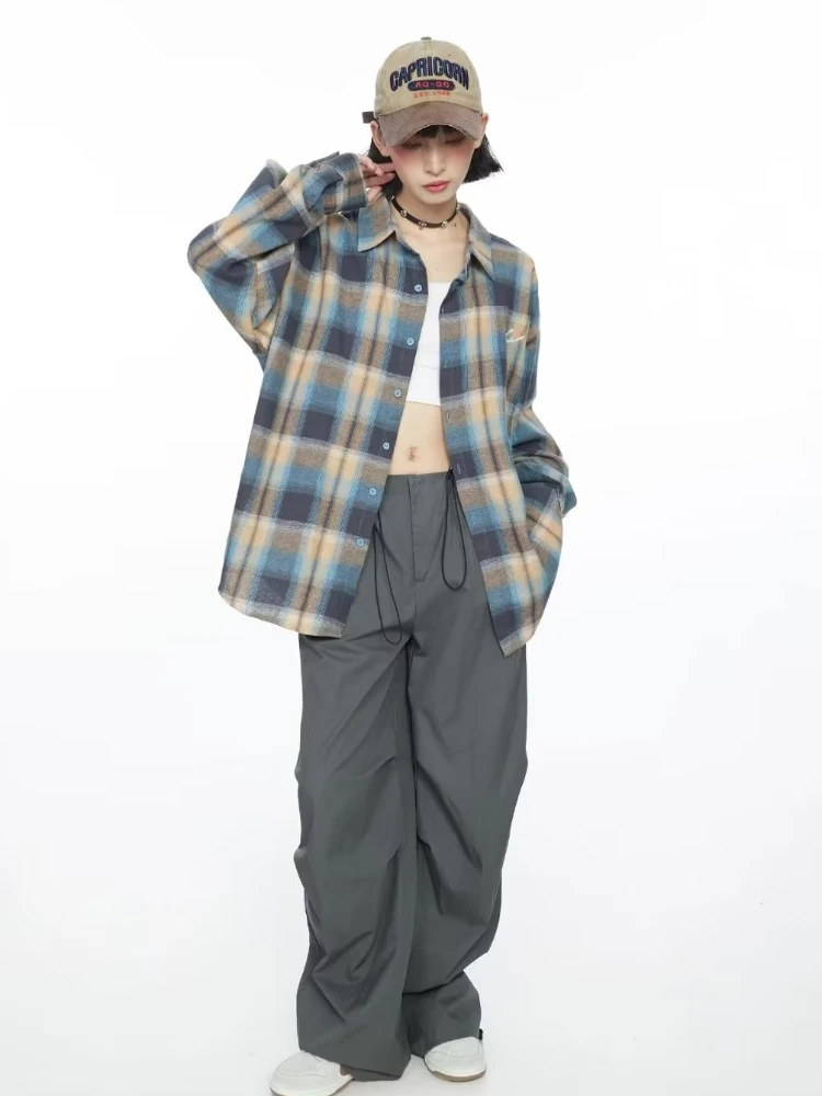 Клетчатые рубашки женские универсальные модные Harajuku в японском стиле с длинными