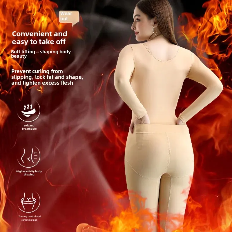 Осенне-зимнее боди с длинными рукавами и шнуровкой на груди подтягивающее бедра