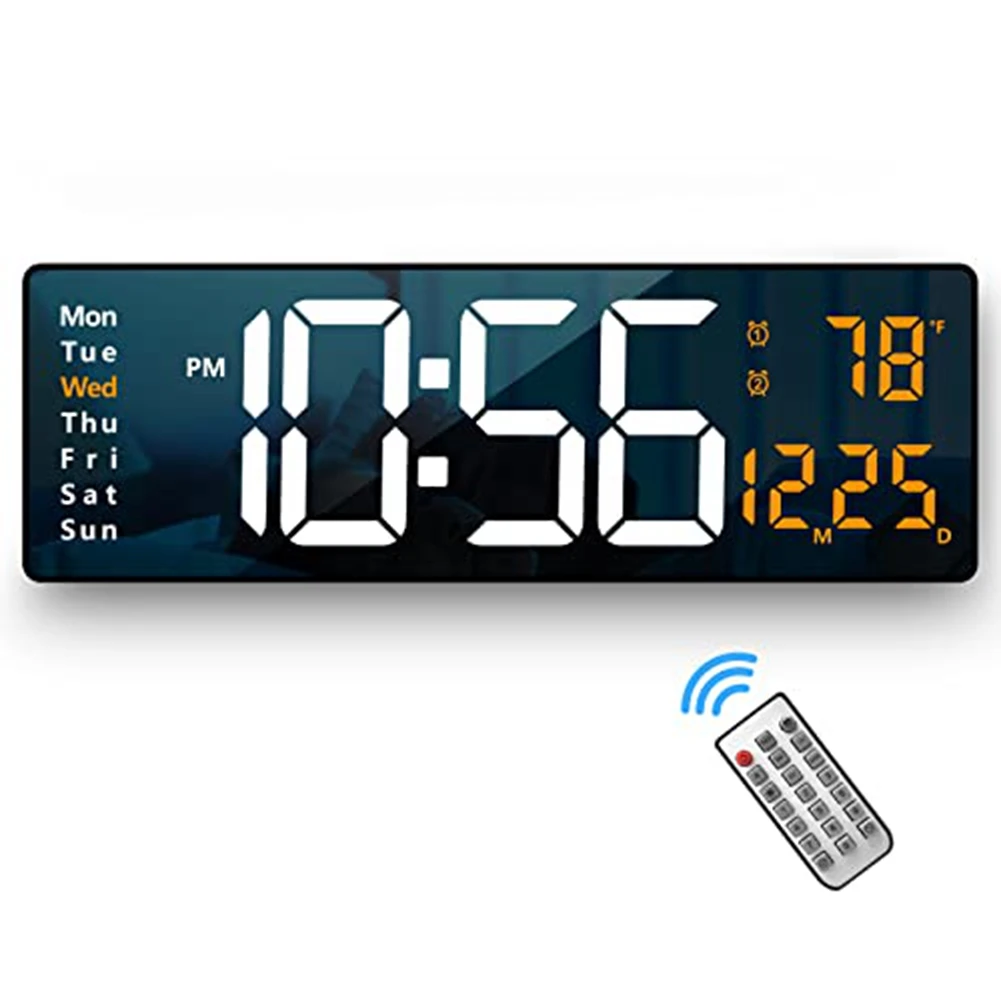 

Digital Wall Clock Large Display Large Wall Clocks Modern LED Digital Clock with Remote Control for Room Decor Orange