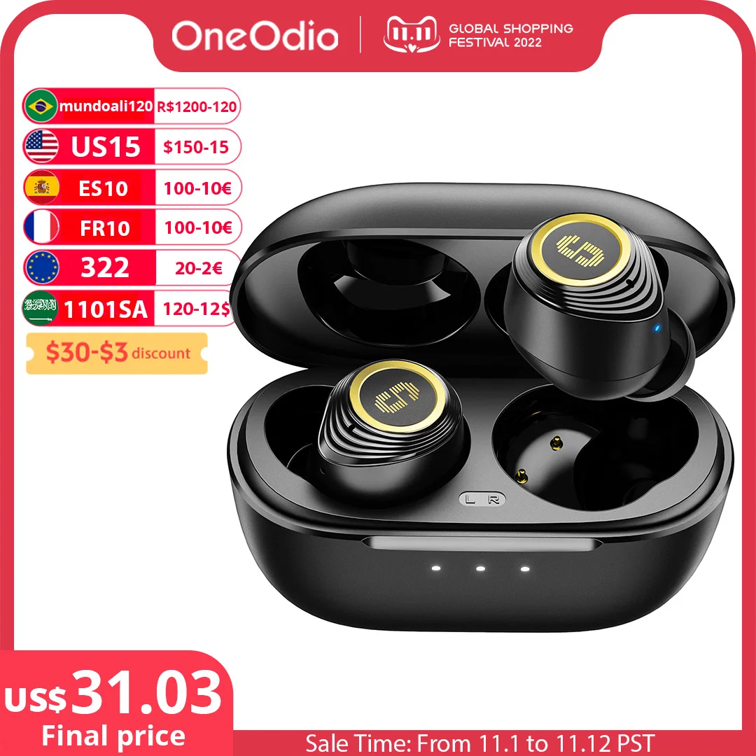 

Oneodio SuperEQ Q2 Pro ANC TWS Bluetooth 5.2 Earphones Wireless Headphones 35dB Hybrid Active Noise Cancelling Earbuds With Mic