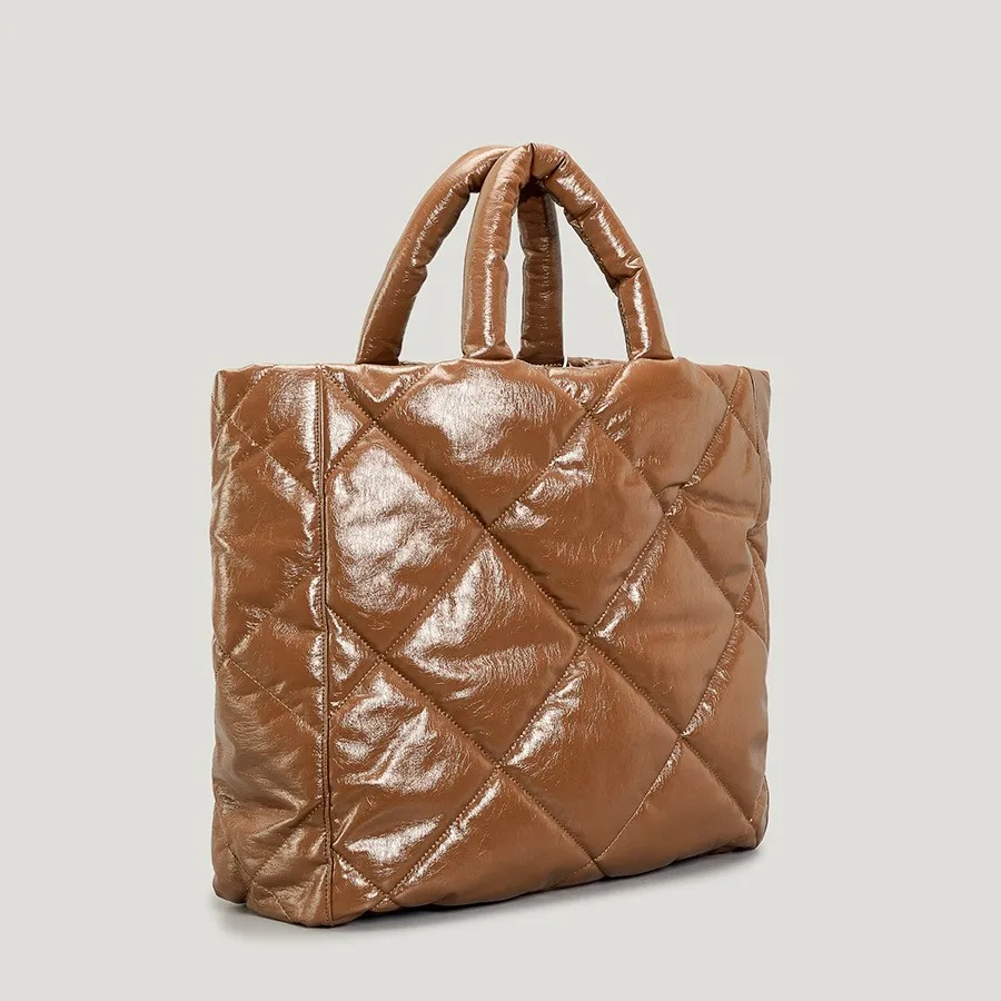 Solid Color Down Cotton Tote Bag Nylon Filled Women Handbag Ladies Shoulder Shopping Bags Luxury Designer Purses And Handbags Gg