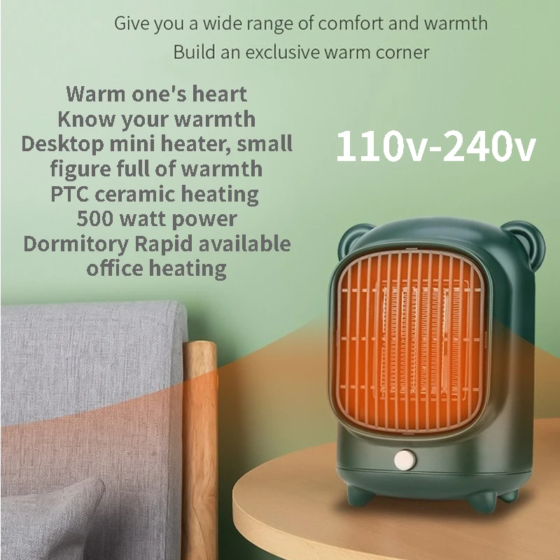 

500w Electric Heater Mini Fan Heating Warm Air Blower Desktop 110V/240V Household Portable Heating Stove Radiator Warmer Machine