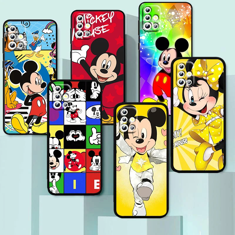 

Disney Colorful Minnie Mickey For Samsung Galaxy A04 A04E A42 A12 A02S A91 A81 A71 A51 A41 A31 A21 A01 Silicone Black Phone Case