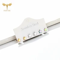 small star earrings set gold silver colorful plated stud earrings stainless steel jewelry men women girl kids accessory gifts