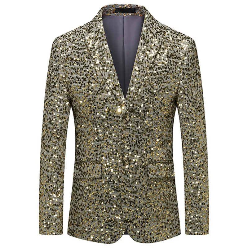 

Блейзер Мужской на одной пуговице, повседневный приталенный, деловой, блейзер с блестками, пиджак для фитнеса и офиса, 6XL