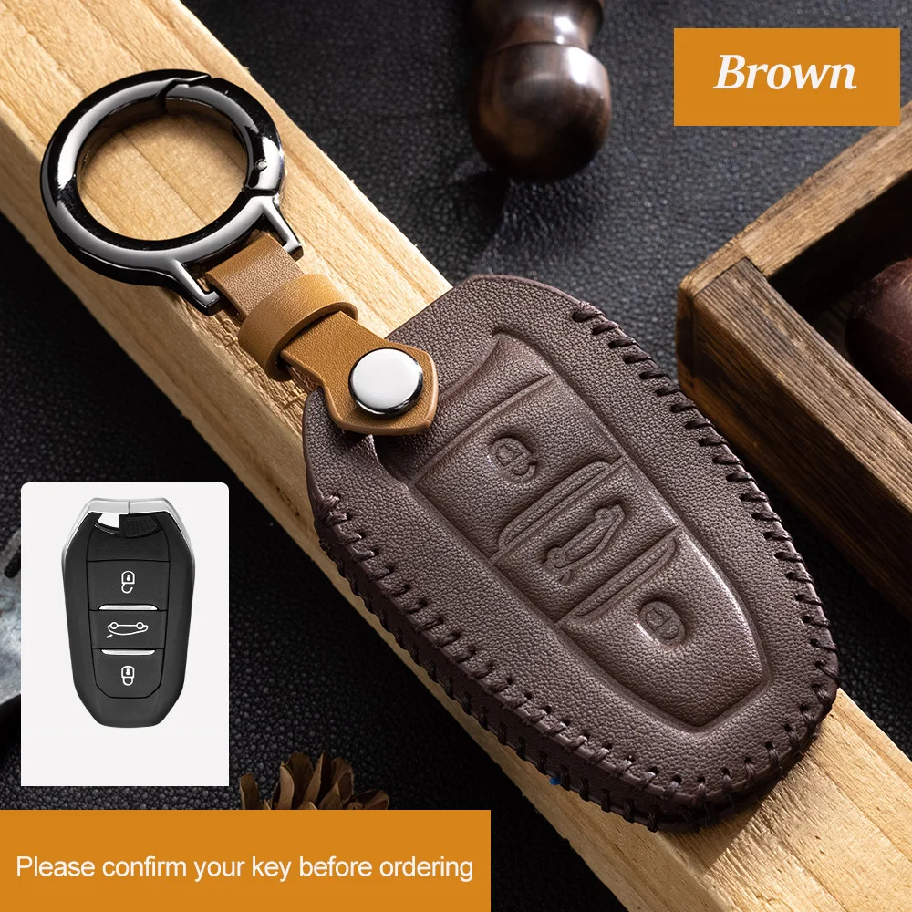 

Genuine Leather Car Key Case Cover for Peugeot 308 408 508 2008 3008 4008 5008 Citroen C4 C4L C6 C3-XR Picasso DS3 DS4 DS5