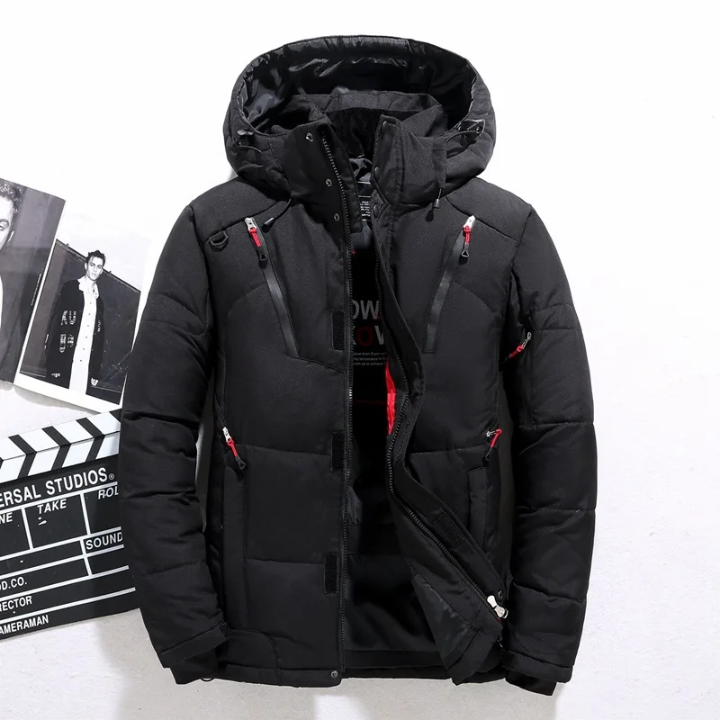 -20 Degree Winter Parkas Men Jacket Male White Duck Down Jacket Hooded Outdoor Thick Warm Padded Snow Coat Oversized