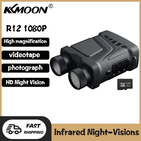 Бинокль R12 1080P, инфракрасное ночное видение, дневное и ночное видение, фото-и видеосъемка, 5-кратный цифровой зум, 300 м, полное темное расстояни...
