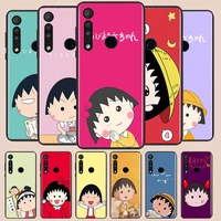 japanese anime sakura maruko phone case for motorola e6 e7 one marco g8 play plus g stylus one hyper lite plus g9 black luxury