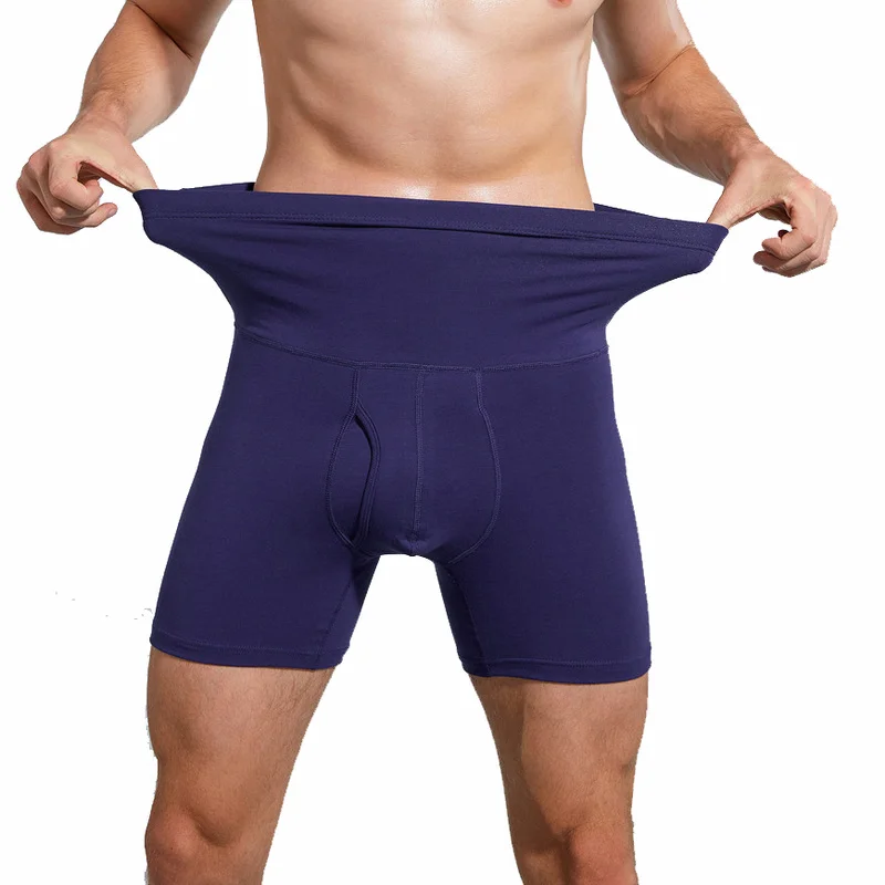 Cotton Warm Thermal Underwear Men Winter High Waist Boxer Shorts Man Long Leg Boxers Open Crotch Men's Tummy Control Underpants
