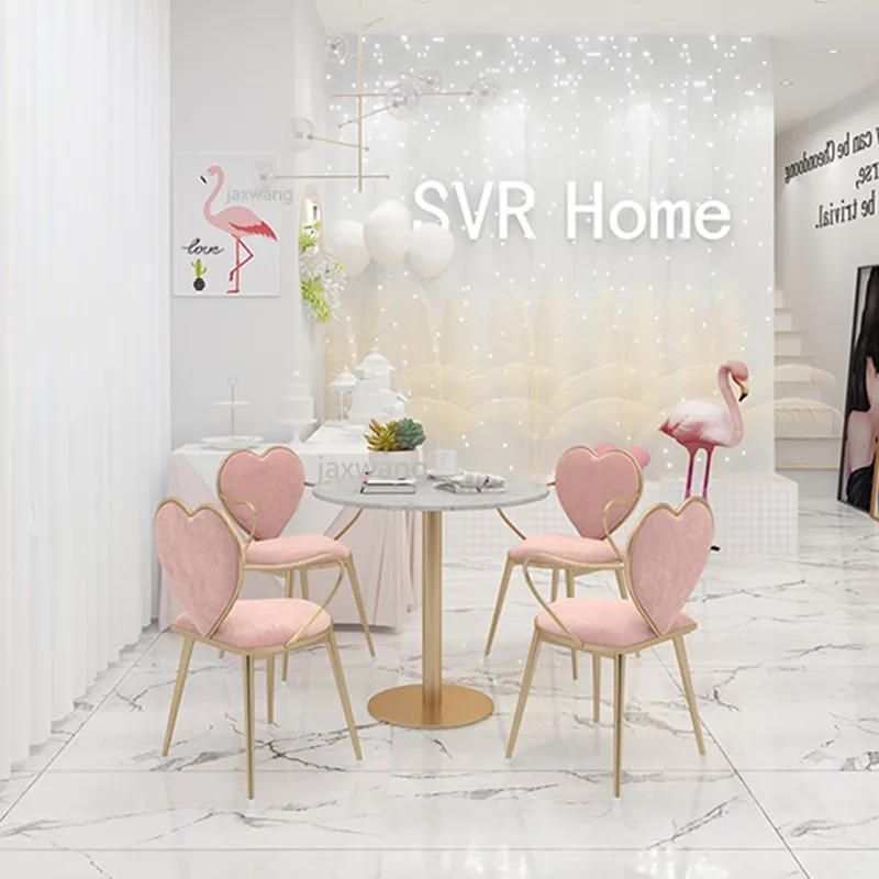 

Modern Makeup Chair Dining Chair Love Iron Back Ins Customized Heart Shaped Bedroom Nail Princess Dressing Stool Bar chair