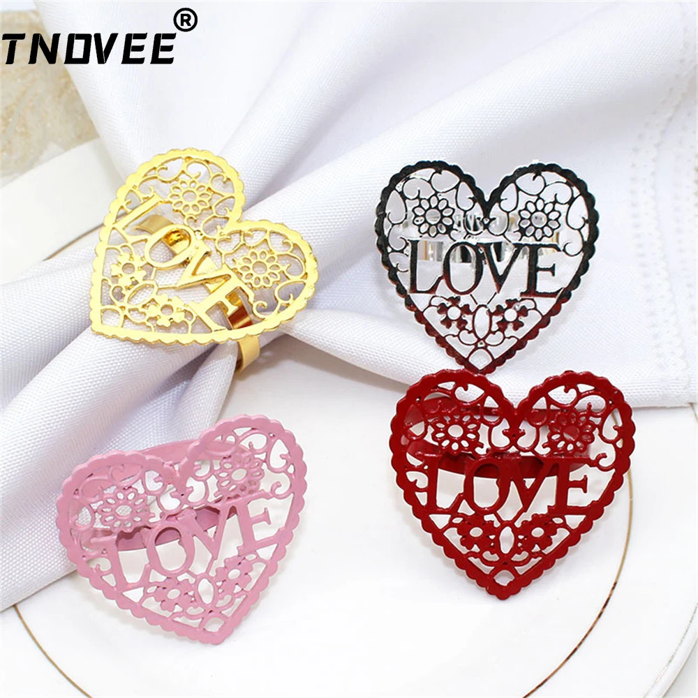 

8Pcs Wedding Decorations Heart Shape Napkin Rings Holder for Wedding Birthday Valentine's Day Thanksgiving Table Decor ERW05