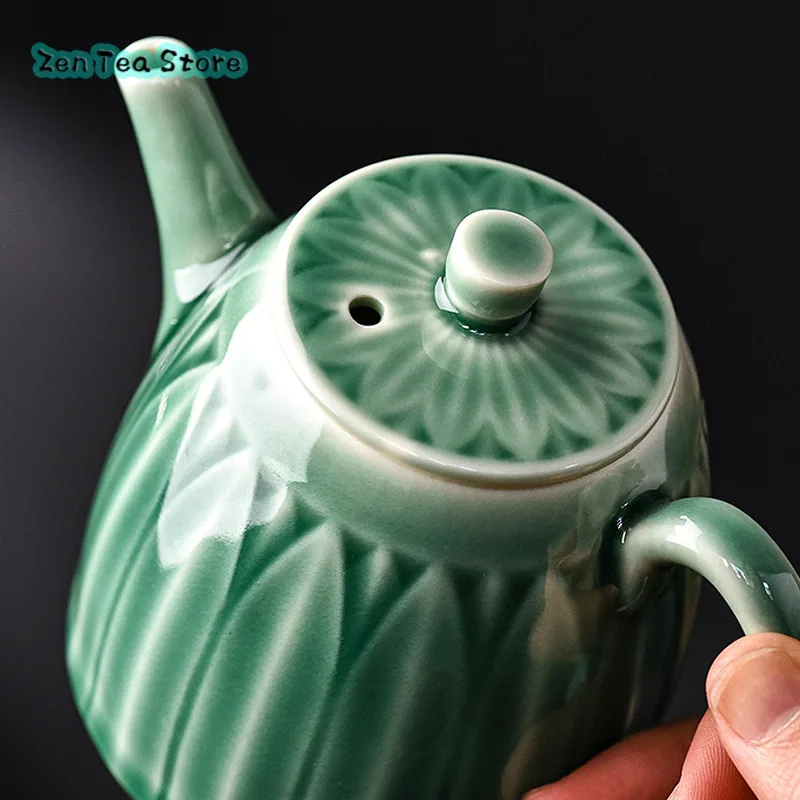 Чайник Lotus Longquan Celadon ручная работа Ретро чайник домашняя керамика китайская